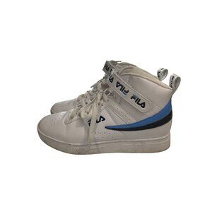 Fila  women's Size 7 White Blue Hi-Top Sneakers Athletic Footwear shoes
